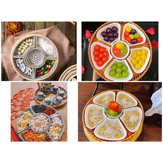 Khay Sứ Thức Ăn, Khay Bánh Kẹo, Khay Mứt Tết - Khay Mây Tre Đan Hàng Bát Tràng