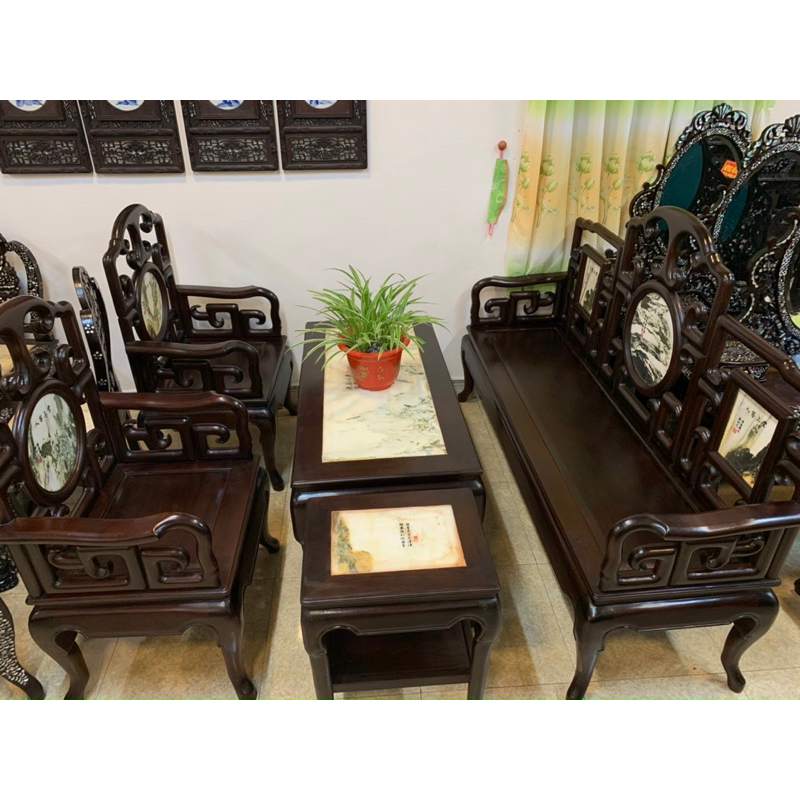 Bộ bàn ghế móc mỏ gỗ gụ Lào 6 món hàng đẹp