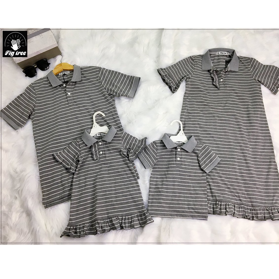 Combo gia đình polo sọc xám FIG TREE du lịch cho hè 2023 (đủ size + cận cảnh)