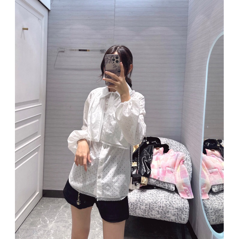 Áo sơ mi nữ tay phồng mẫu mới 2023 CN Channel thời trang cao cấp