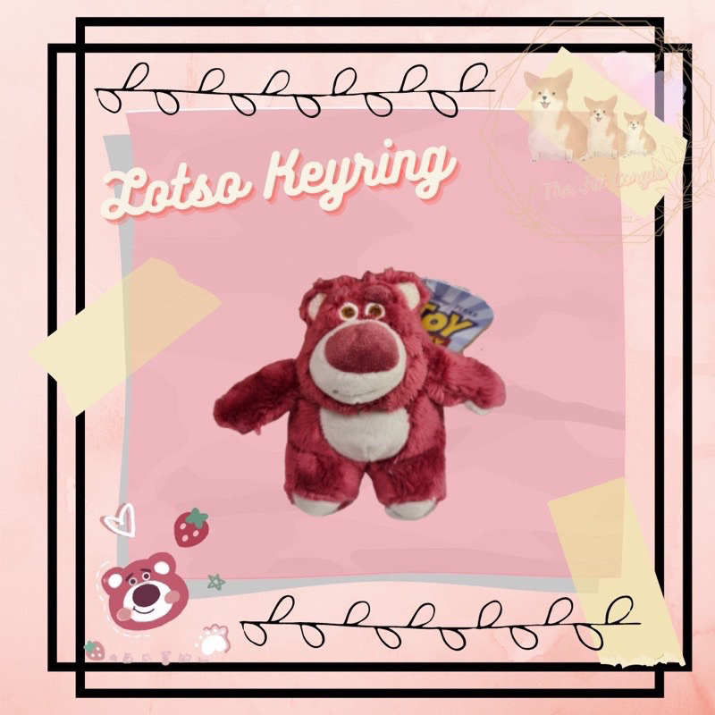 Móc khoá gấu bông Disney Toy Story gấu dâu Lotso có mùi thơm 8-10cm