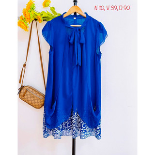Đầm Voan Xanh Kiểu, FREESIZE, BIGSIZE, 2hand