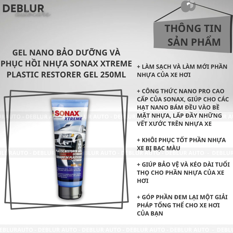 Gel phục hồi và bảo dưỡng nhựa ngoài xe Sonax Xtreme Plastic Restorer Gel Nanopro 250ml 210141