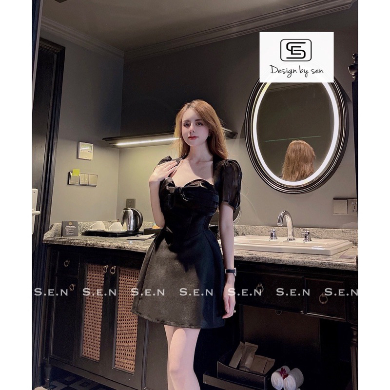 Bigsize Đầm nơ ngực voan tay phồng 55-95kg