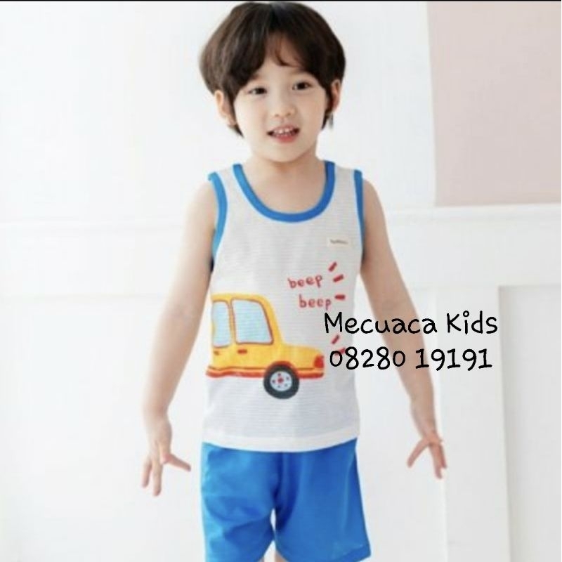 Bộ ba lỗ sát nách cotton giấy xuất Hàn ô tô The minou dư xịn cho bé trai
