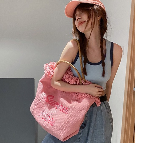 Túi tote Summer Vibes Vải Canvas Quai Da Size To Đi Biển | BigBuy360 - bigbuy360.vn