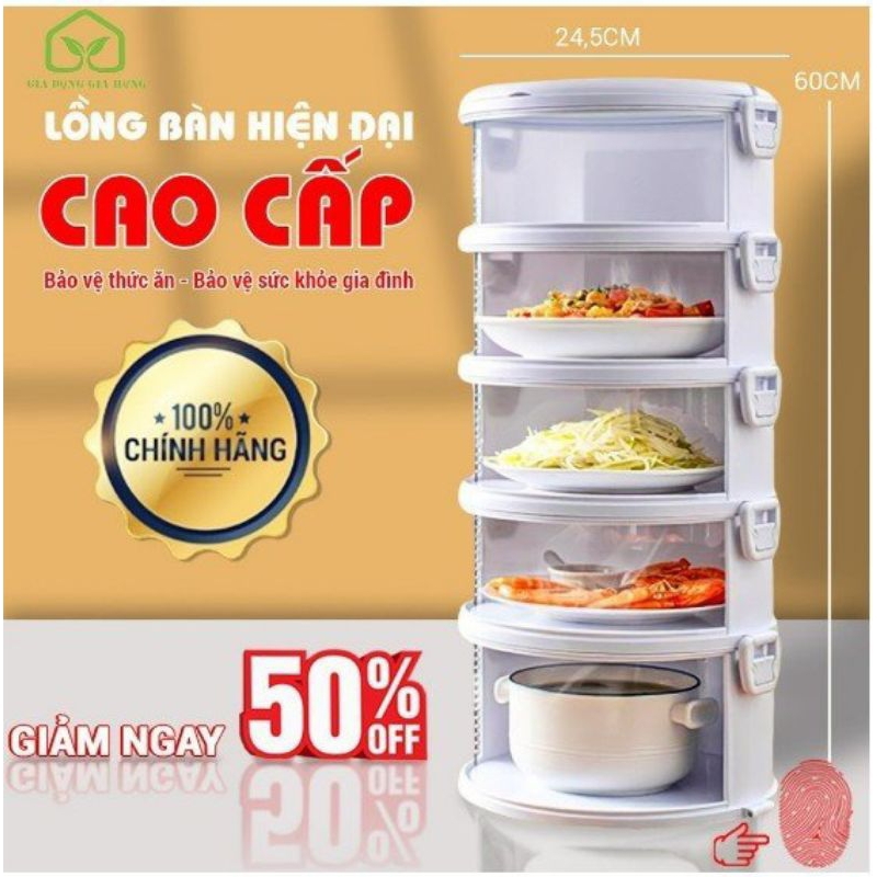 Bộ Lồng Bàn 5 Tầng Có Quai Sách, Có lỗ thông hơi Mẫu mới
