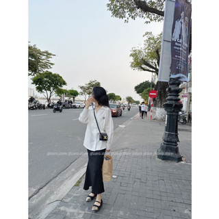 Sơ mi thêu cổ V [HÌNH THẬT MẪU SHOP CHỤP]