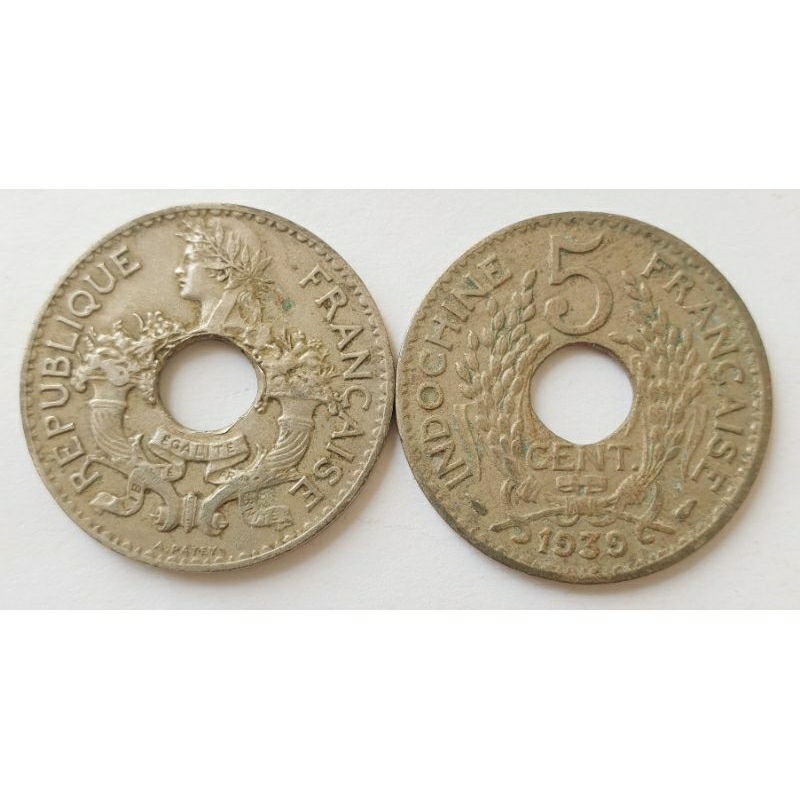 Xu Đông Dương 5 Cent 1939 THẦN TÀI may mắn