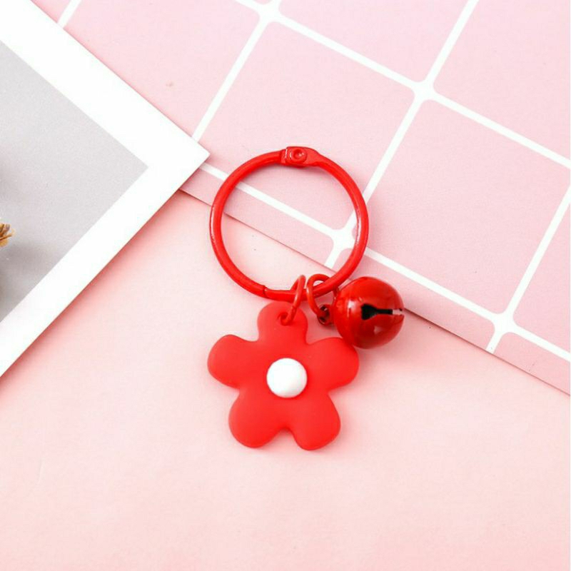 Móc Khoá Hoa Đính Chuông Dễ Thương, Trang Trí Túi Ví..