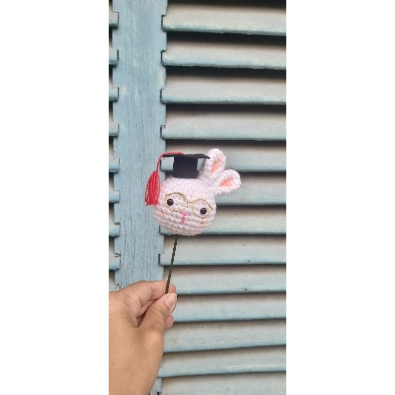 Cành hoa len thú tốt nghiệp + gấu, heo, thỏ, cừu, voi hàng sẵn