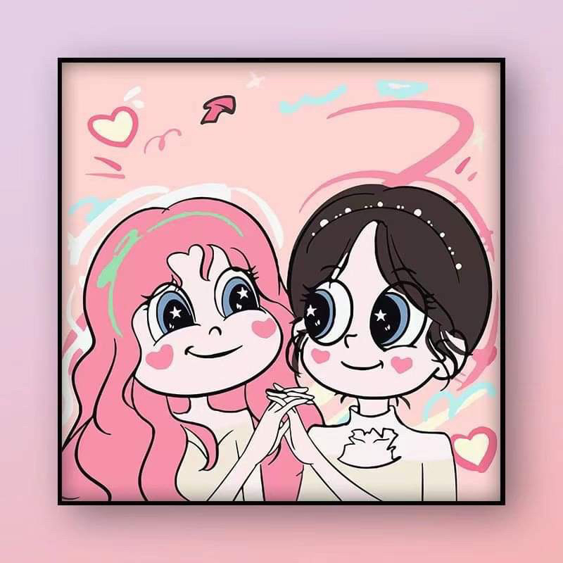 HÀNG CÓ SẴN Tranh đính đá 5D tự làm hoạt hình cô gái đáng yêu tự chọn 30*30cm