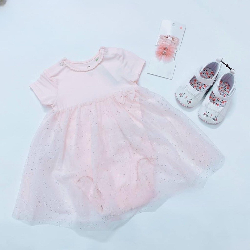 Bodychip váy bé gái sơ sinh H.M xịn siêu mềm mịn an toàn cho bé, cotton co giãn siêu tốt