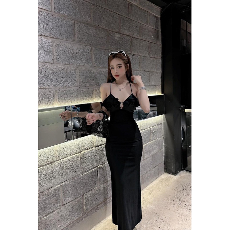 Đầm body dáng dài bèo ngực ( thun gân) - CarotShop