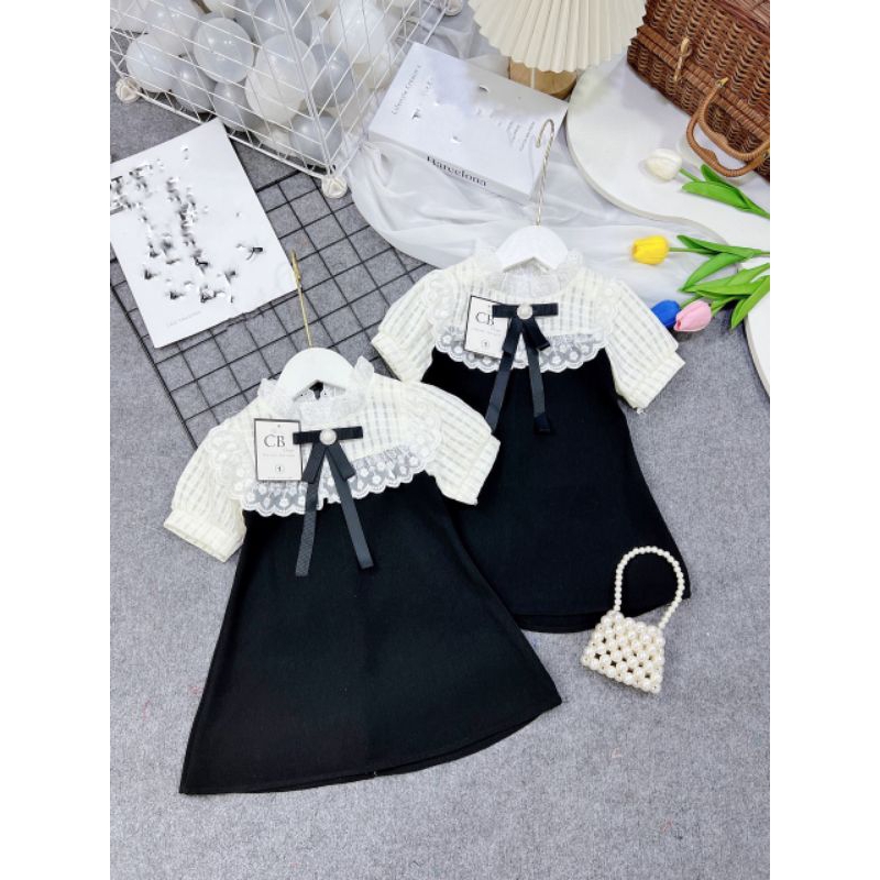 Váy  phối ren tiểu thư xinh xắn bé gái