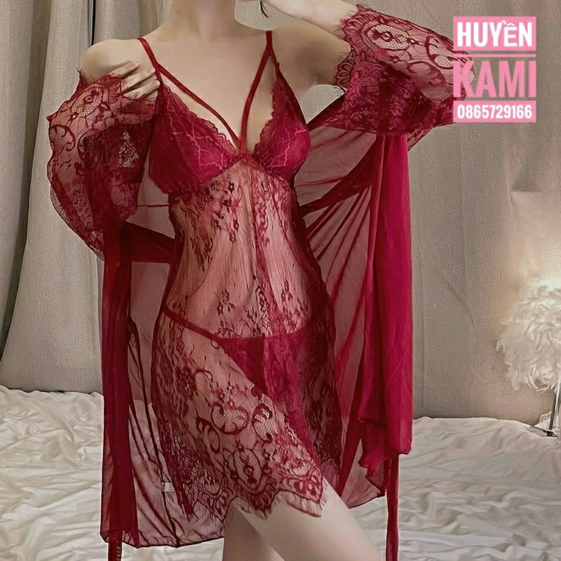 Set váy ngủ choàng ren hàng quảng châu cao cấp có mút ngực | BigBuy360 - bigbuy360.vn