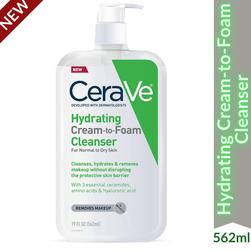 Sữa Rửa Mặt Tẩy Trang Cerave Hydrating Cream to Foam Cleanser cho da khô, loại bỏ makeup bán bởi luckily1702
