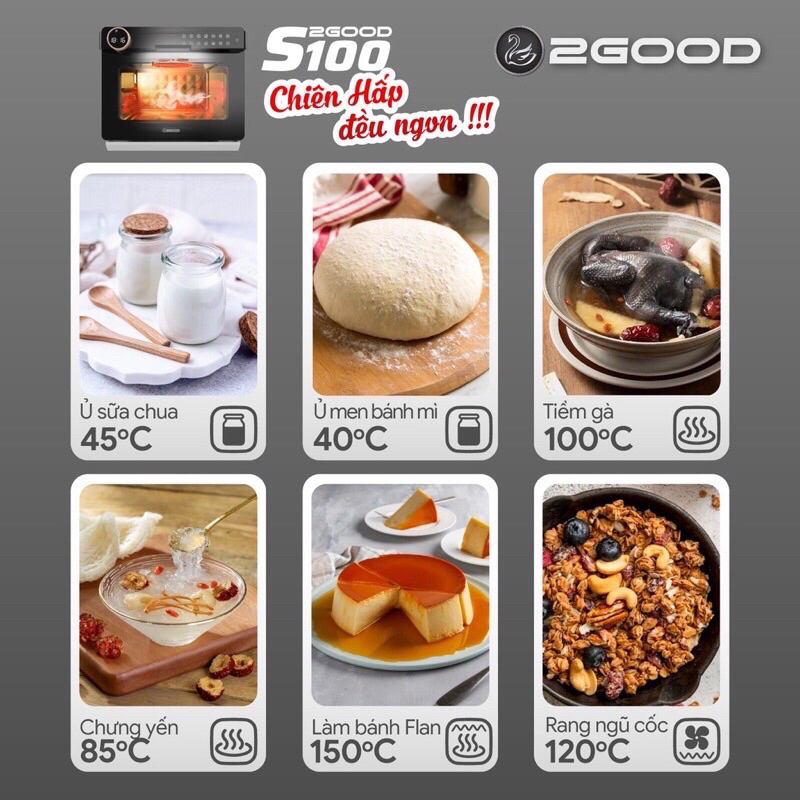 Nồi chiên không dầu hơi nước 2Good S100