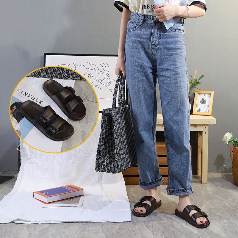 Dép lê MS khuy vuông đế mềm nhẹ phong cách hàn quốc sáng tạo
