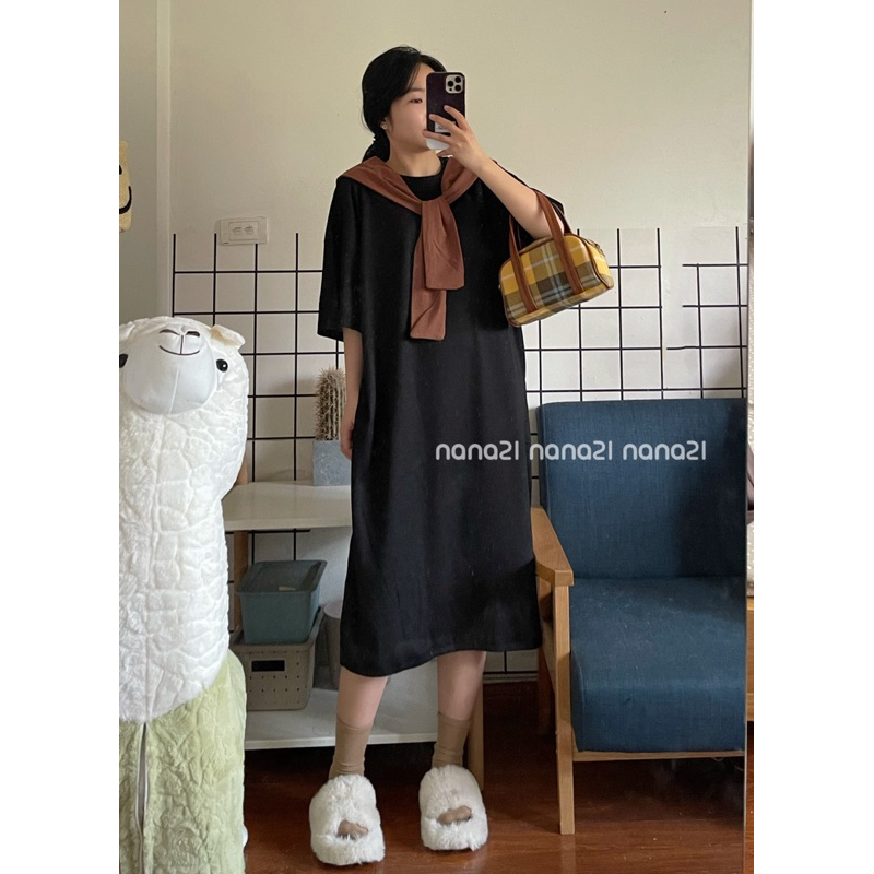 Váy thun trơn xuông dài kèm khăn Nana21 Nanastore21