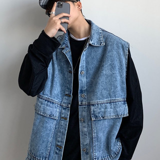 Áo khoác JEAN NAM gile from rộng áo khoác gile nam túi hộp phong cách hàn quốc thời trang unisex HÀN QUỐC
