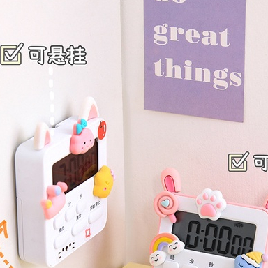 &lt;Tặng Sticker&gt; Đồng hồ Bấm Giờ Phút Giây Điện Tử Mini Đếm Ngược Xuôi Để Bàn Báo Thức Hẹn Giờ Xem Giờ Có Đèn LED G033