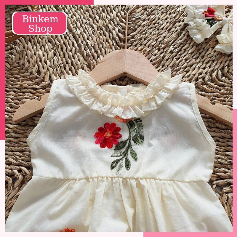 Body Bé Gái Sơ Sinh BINKEMSHOP. Body Đầy Tháng Cho Bé Tặng Kèm Turban và Hài. Bodysuit Cho Bé Sơ Sinh 3-11kg