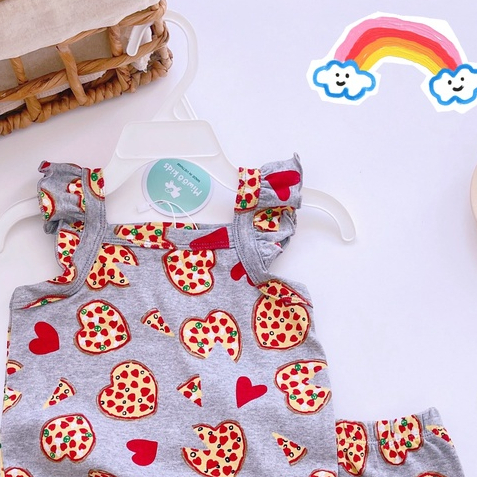 💓 Freeship💓 Đồ Bộ Hai Dây Thun Cotton Bozip Siêu Xinh Cho Bé Gái