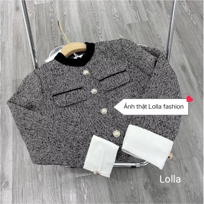 : Áo Dạ Tweed Tiêu Phối Tay Sơ Mi 2 Lớp,  Cúc Đồng, Siêu Sang Chảnh Đủ Size Có Ảnh Thật