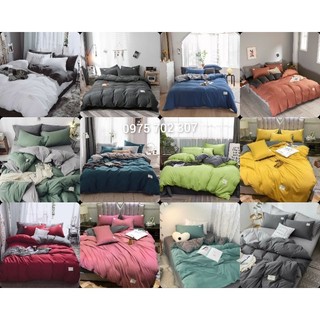 Bộ chăn ga gối Cotton tici 5 món, ra giường nhập khẩu cao cấp nhiều màu sắc, vải loại tốt không phai màu