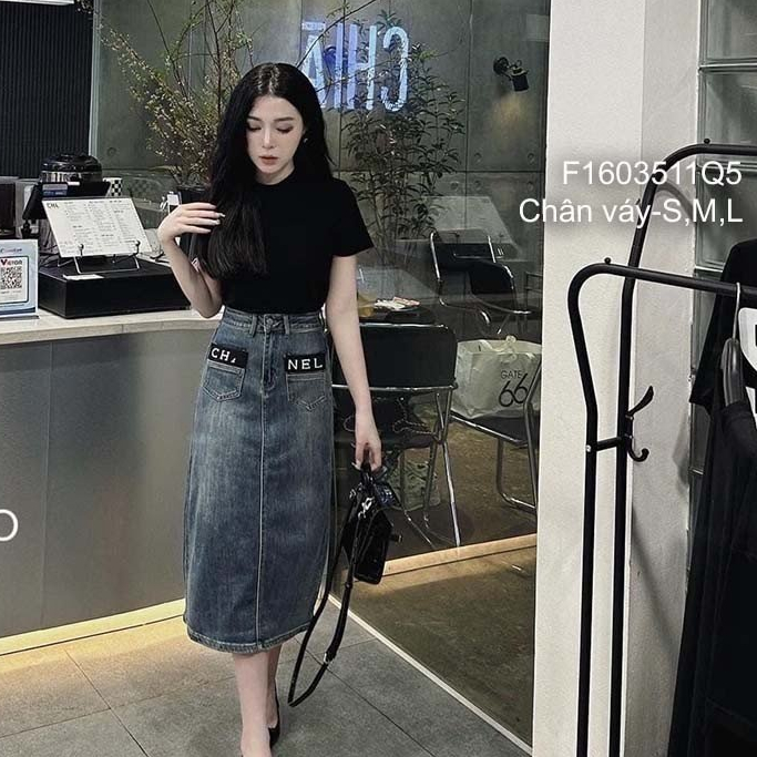 Chân váy jean dáng dài chữ lưng cao tôn dáng!