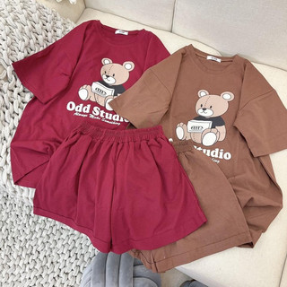 Sét bộ đùi nữ form rộng chất cotton khô in gấu odd