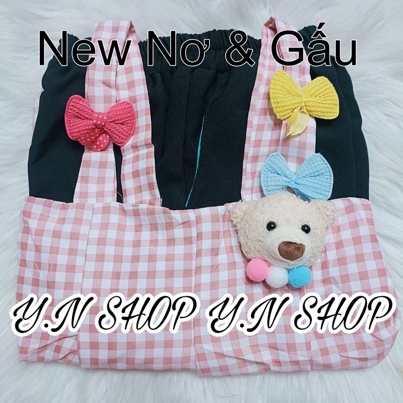 Set Babydoll Caro 2s Đính Hoa Và Gấu Kèm Quần Short Siêu Đáng Iu