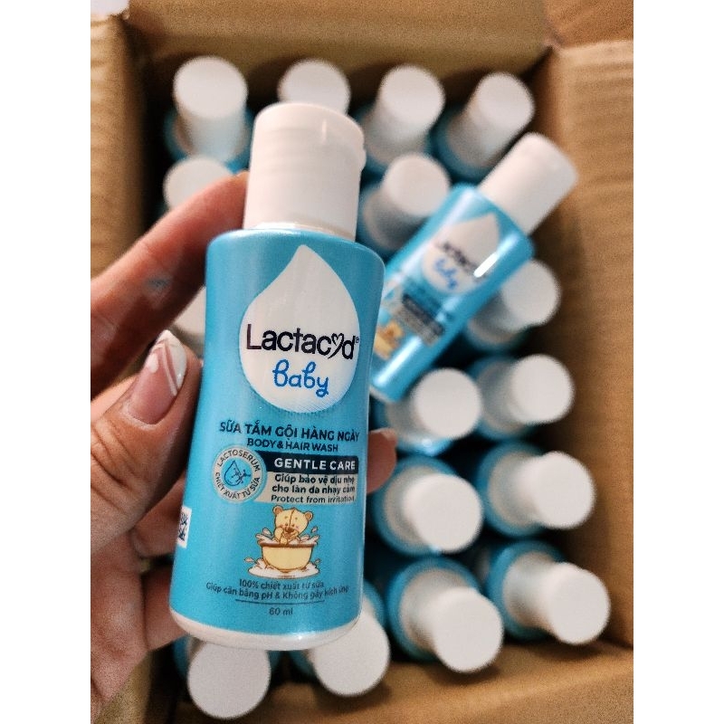 Combo 5 chai Sữa tắm gội Lactacyd Baby Gentle Care 60ml