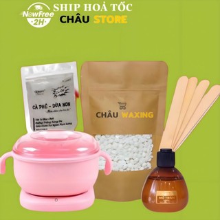 Combo nồi nấu sáp wax lông silicon, sáp wax + mỡ trăn
