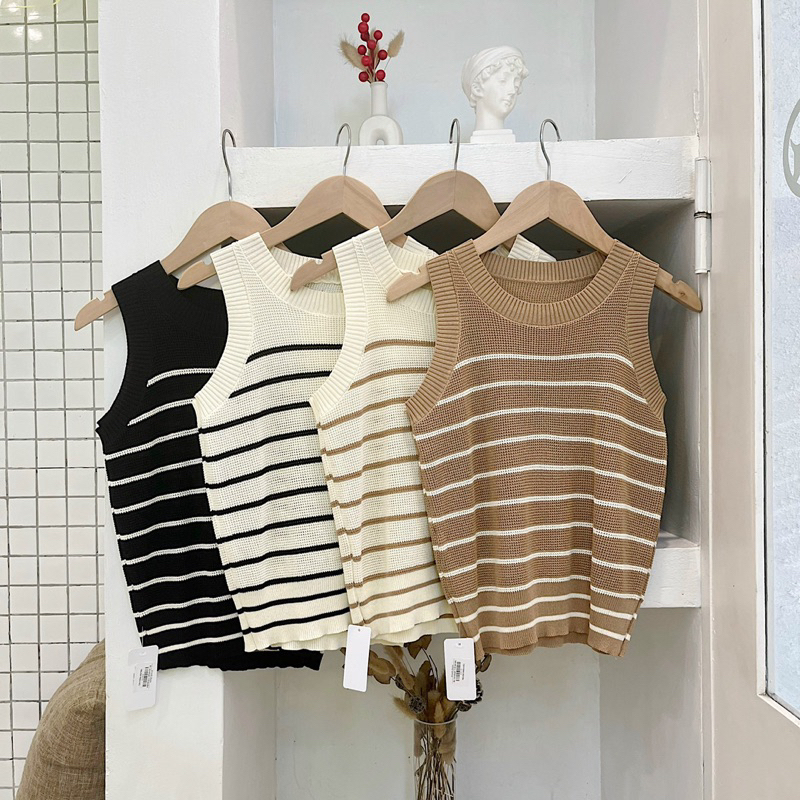 Áo montoghi 3 lỗ kẻ