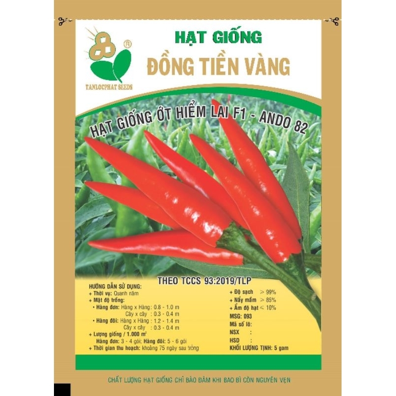 HẠT GIỐNG ỚT HIỂM ANDO 82 ĐỒNG TIỀN VÀNG 5GR