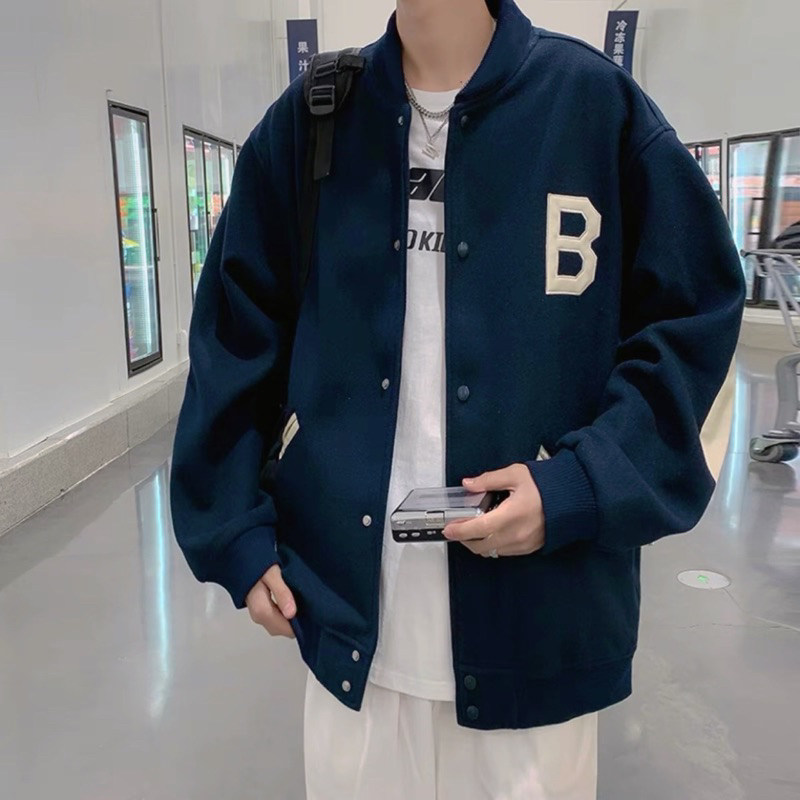 Áo khoác dạ B màu xanh cổ vịt siêu đẹp