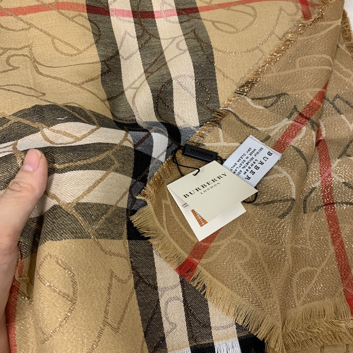 Khăn lụa đũi dệt kim tuyến nhãn hiệu B, khăn choàng bản dài 90x180cm - Hàng có sẵn