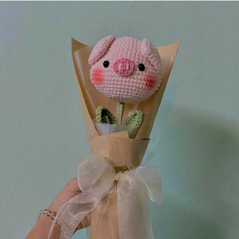 Móc Khoá Len, Hoa Đầu Thú Handmade