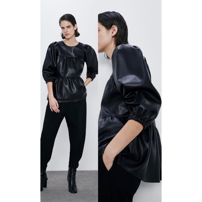 Áo da tay phồng Zara