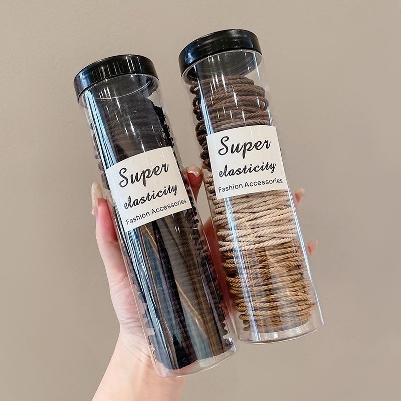 Hộp 100 thun buộc tóc nữ nhiều màu trơn cao cấp bền bỉ tiện lợi