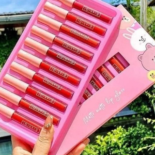 Set 10 son kem lì lâu trôi ershiqi gấu thỏ vịt matte matte lip glaze cute siêu hot