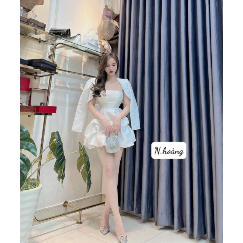 Sét đầm tapta kèm áo khoác tiểu thư