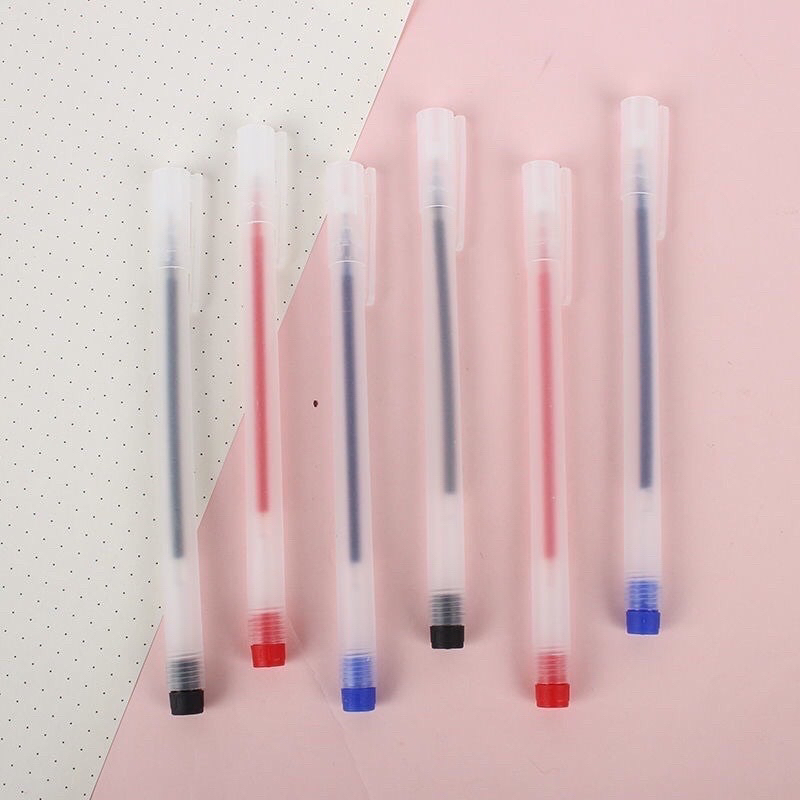 Set 20 Bút bi nước văn phòng mực gel 0.5mm mực đều nét chữ đẹp đủ màu xanh đen đỏ