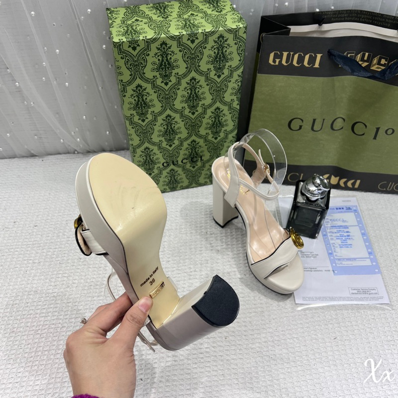 Sandal cao gót gucci đế đúp gót trụ