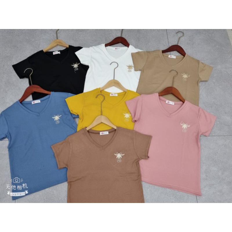 áo phông cổ tim thêu chất bozip