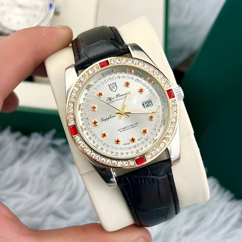 Đồng Hồ - Đồng Hồ Nam Olympianus - Dây Da Cao Cấp - Máy Pin Kim Trôi  - Bảo Hành 12 Tháng