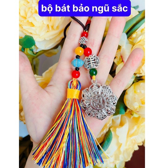 Dây chỉ ngũ sắc thái tuế tam tai giải hạn - bát bảo kèm ngũ sắc trợ may mắn treo xe