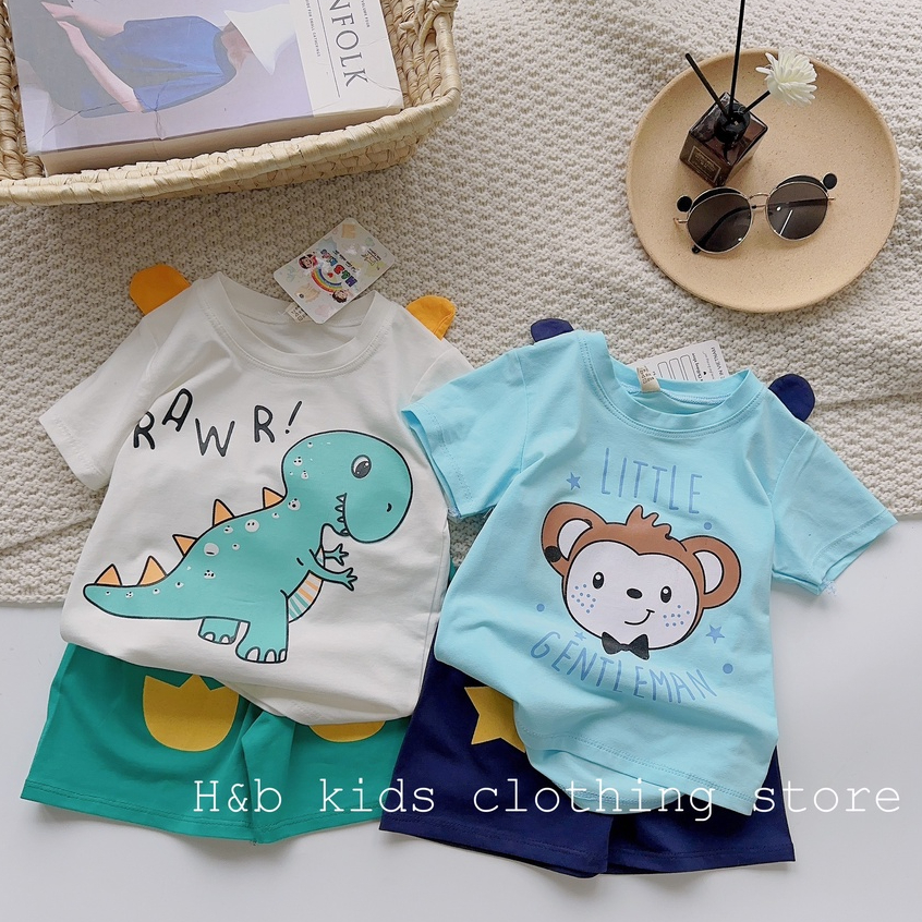Bộ Cotton Hình Con Vật Đáng Yêu Cho Bé Bộ Quần Áo Cho Bé Mùa Hè Chất Liệu Cotton Thoáng Mát